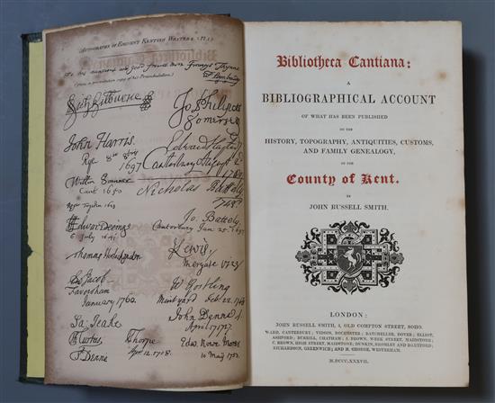 Smith, John Russell - Bibliotheca Cantiana: A Bibliographical Account of .... the County of Kent, 8vo,